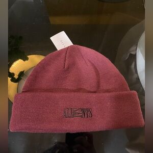 AllSaints Burgundy Knit Beanie